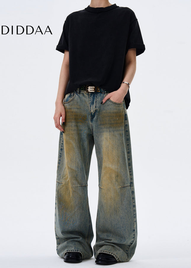 Light Blue Distressed Baggy Straight Jeans for Men and Women - Men’s Jeans