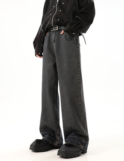 Light Blue Distressed Embroidered Straight Leg Jeans - S / Vintage Blue - Men’s Jeans