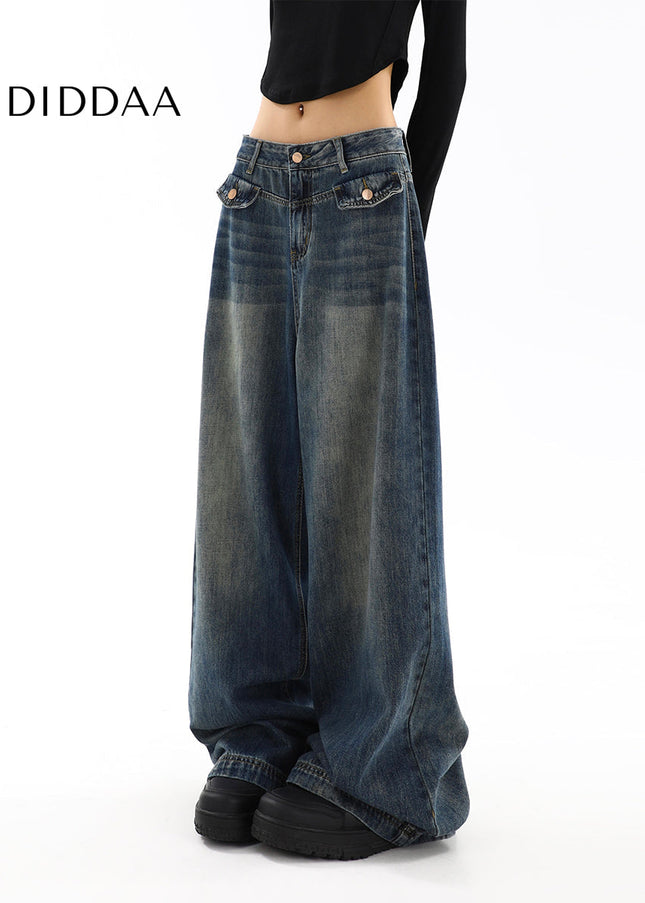 Light Blue Distressed High Waist Straight Jeans - Women’s Jeans