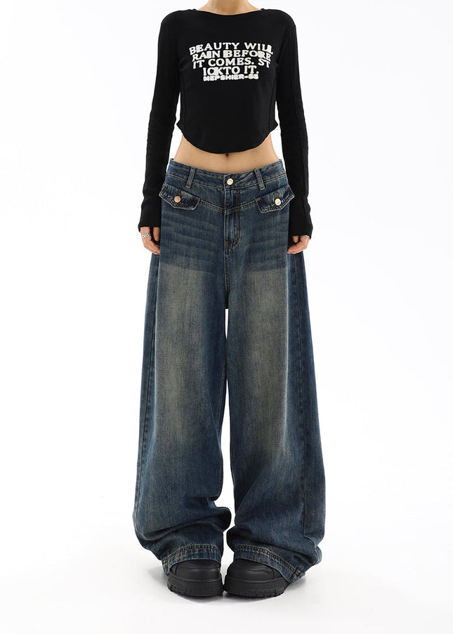 Light Blue Distressed High Waist Straight Jeans - Women’s Jeans