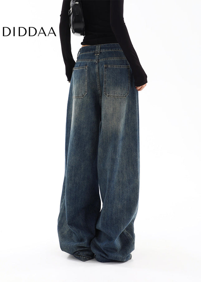 Light Blue Distressed High Waist Straight Jeans - Women’s Jeans