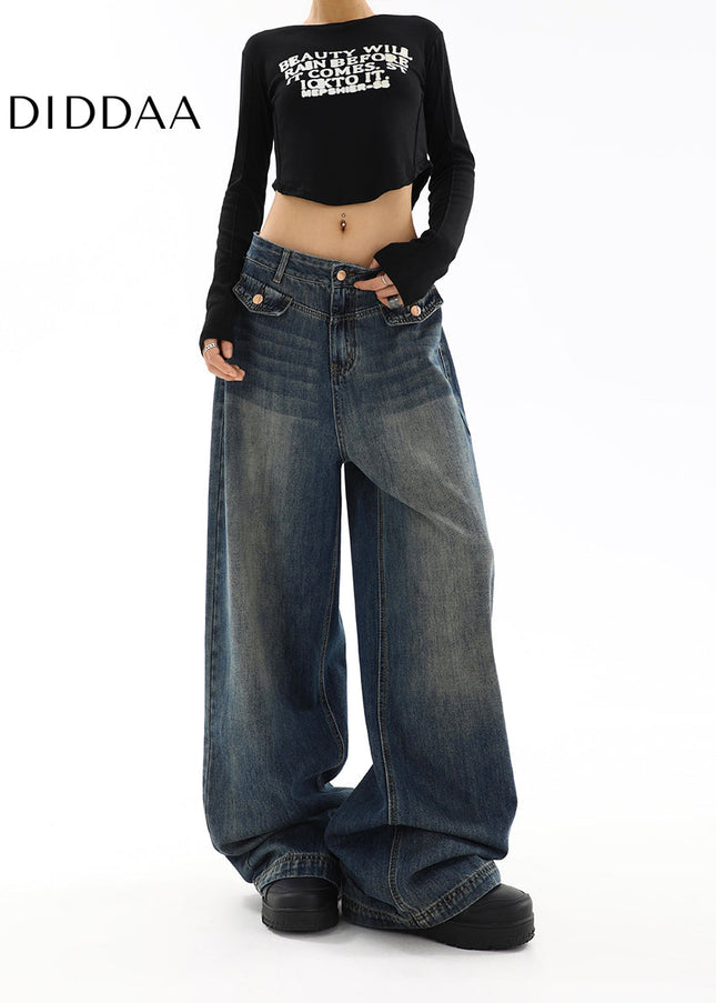 Light Blue Distressed High Waist Straight Jeans - Women’s Jeans