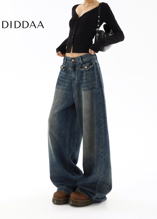 Light Blue Distressed High Waist Straight Jeans - Women’s Jeans