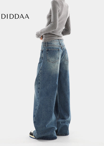 Light Blue Distressed High Waist Wide-Leg Jeans - Women’s Jeans