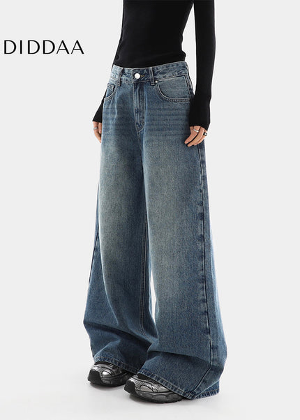 Light Blue Distressed High Waist Wide-Leg Jeans - Women’s Jeans