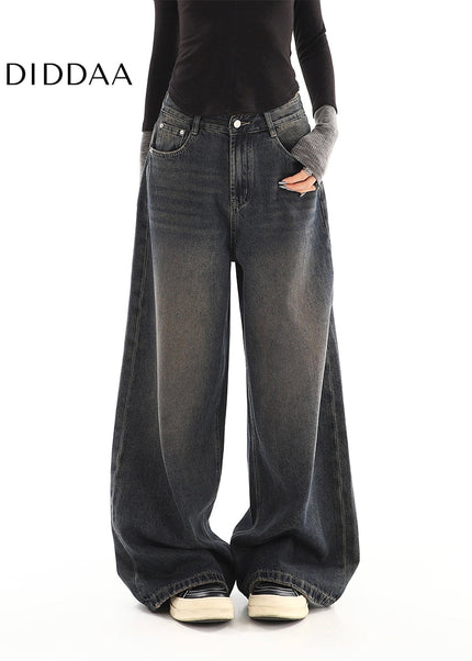 Light Blue Distressed High-Waisted Wide-Leg Jeans - Women’s Jeans