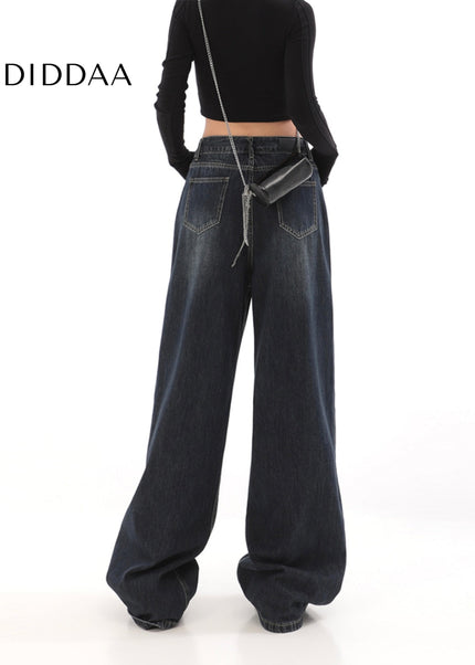 Light Blue Distressed High-Waisted Wide Leg Jeans - Women’s Jeans