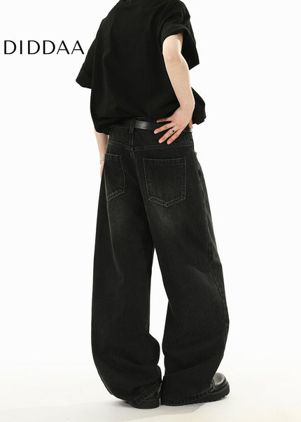 Light Blue Distressed Loose Fit Wide Leg Jeans - Men’s Jeans