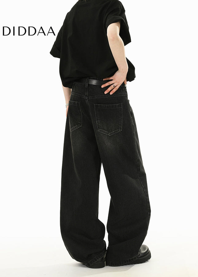 Light Blue Distressed Loose Fit Wide Leg Jeans - Men’s Jeans