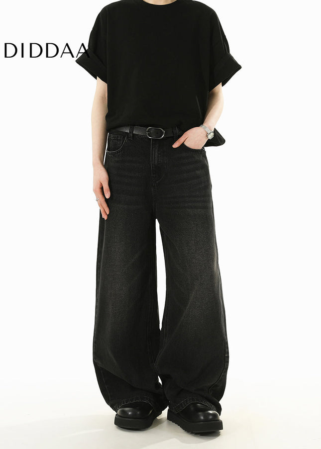 Light Blue Distressed Loose Fit Wide Leg Jeans - Men’s Jeans