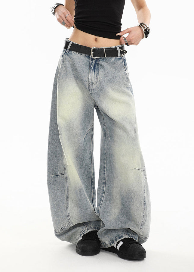Light Blue Distressed Loose Straight Jeans - Women’s Jeans
