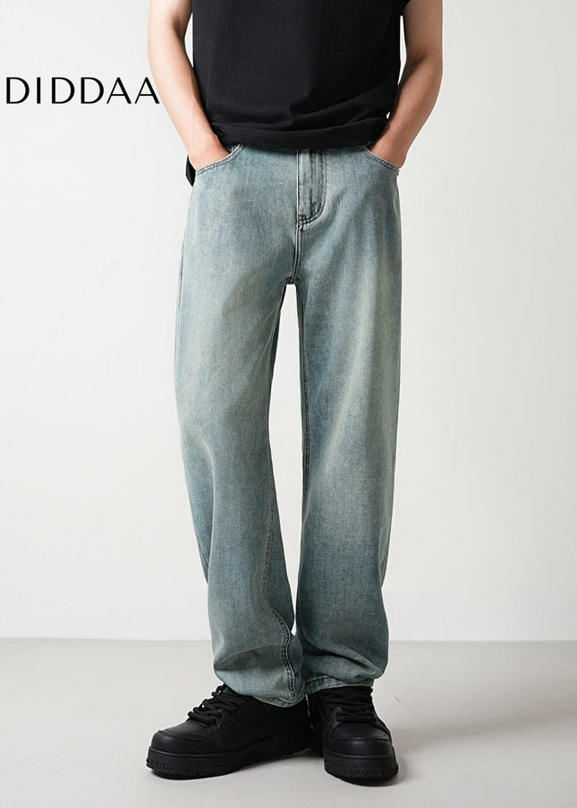 Light Blue Distressed Loose Straight Leg Jeans - Men’s Jeans