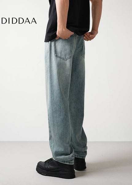 Light Blue Distressed Loose Straight Leg Jeans - Men’s Jeans