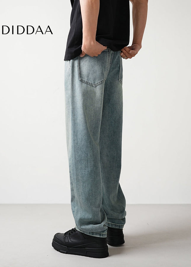 Light Blue Distressed Loose Straight Leg Jeans - Men’s Jeans