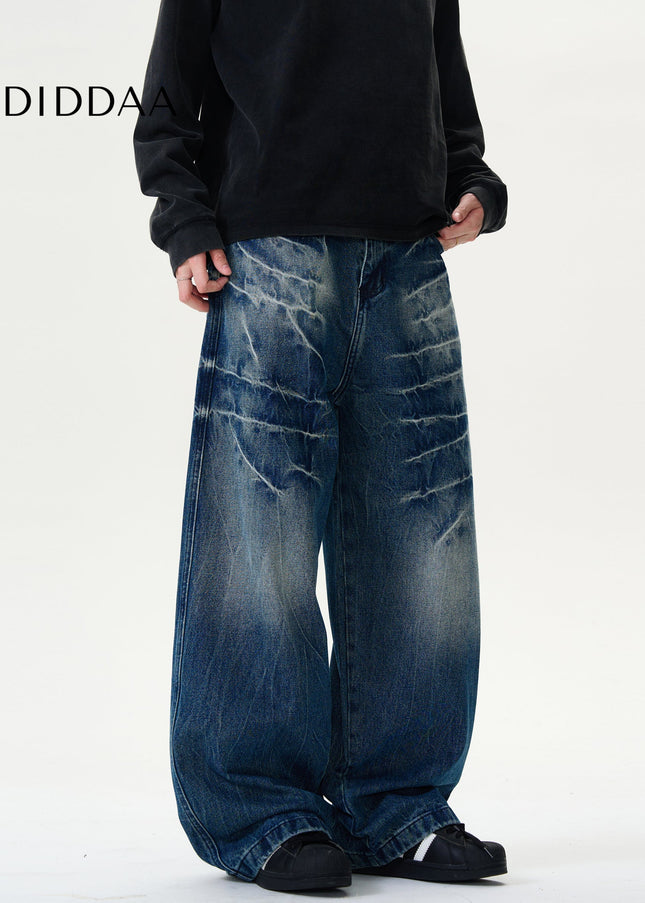 Light Blue Distressed Loose Straight Leg Jeans - Men’s Jeans
