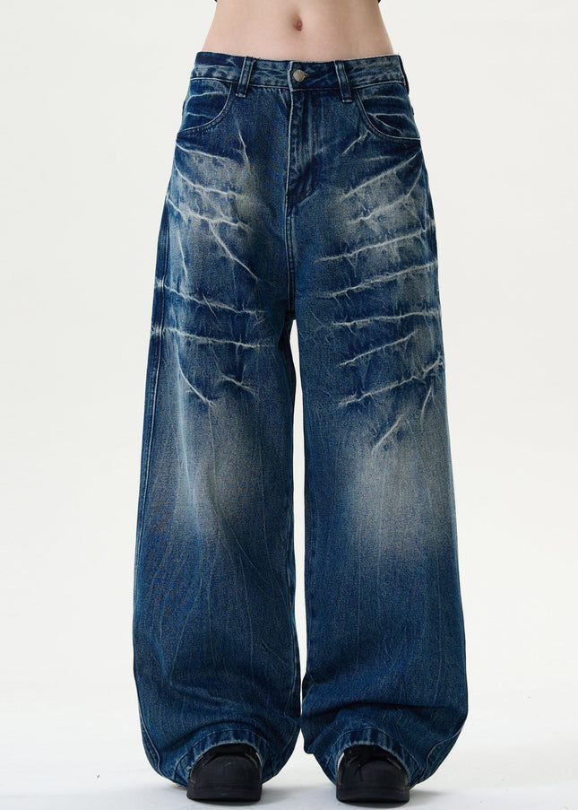 Light Blue Distressed Loose Straight Leg Jeans - Men’s Jeans
