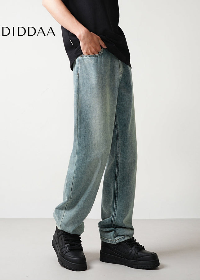 Light Blue Distressed Loose Straight Leg Jeans - Men’s Jeans