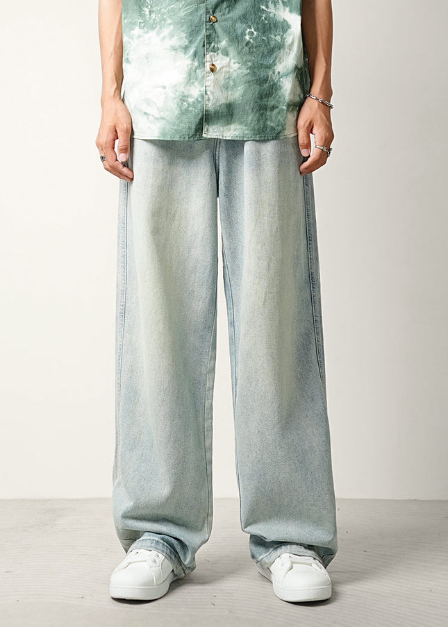 Light Blue Distressed Loose Straight-Leg Jeans - S / Light Blue - Men’s Jeans