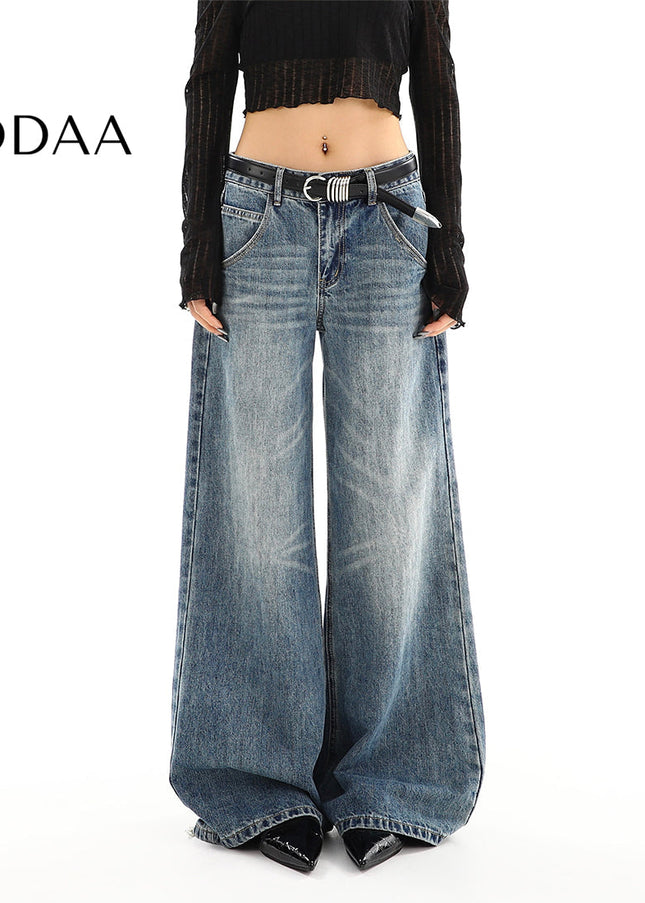 Light Blue Distressed Loose Wide Leg Jeans Women - S / Blue - Women’s Jeans