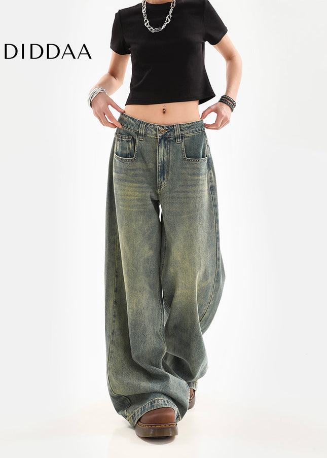 Light Blue Distressed Low Rise Straight Leg Jeans - Women’s Jeans