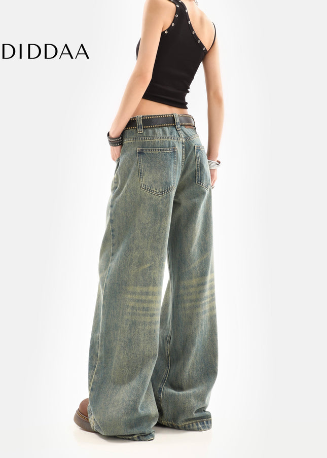 Light Blue Distressed Low Rise Straight Leg Jeans - Women’s Jeans