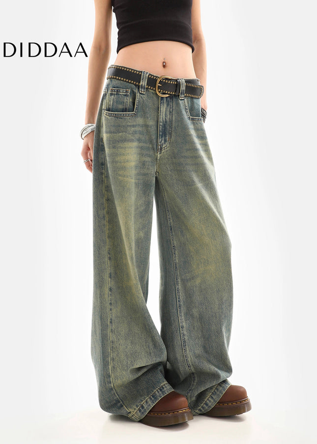 Light Blue Distressed Low Rise Straight Leg Jeans - Women’s Jeans