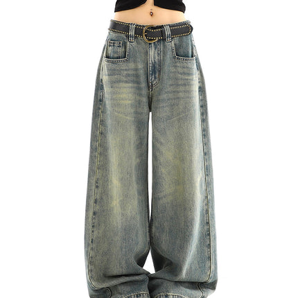 Light Blue Distressed Low-Rise Wide-Leg Jeans - Women’s Jeans