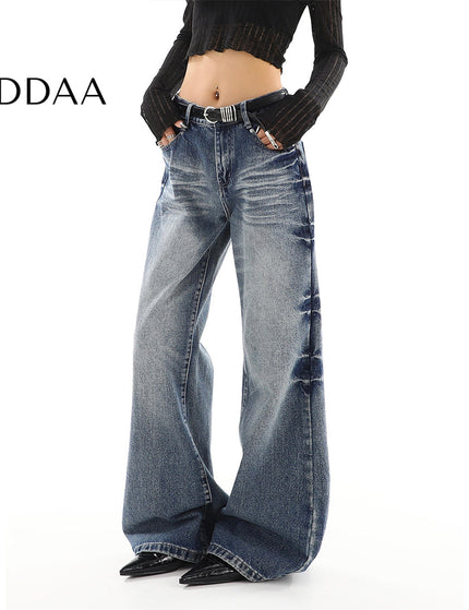 Light Blue Distressed Low Waist Straight Jeans - S / Blue - Women’s Jeans