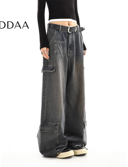 Light Blue Distressed Multi-Pocket Cargo Jeans - S / Vintage Blue - Women’s Jeans