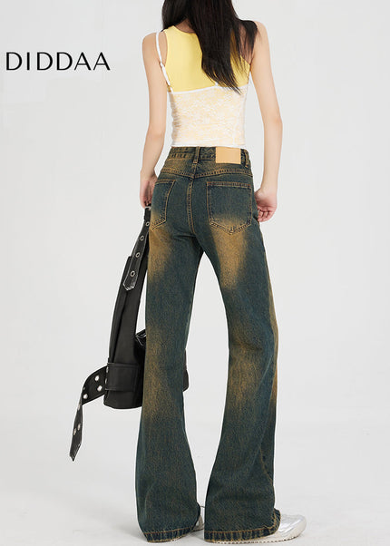 Light Blue Distressed Retro Bootcut Jeans Women - Women’s Jeans