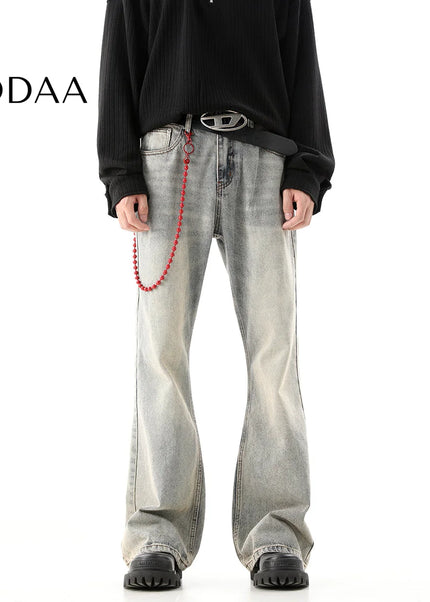 Light Blue Distressed Straight Jeans for Men - S / Grey - Men’s Jeans