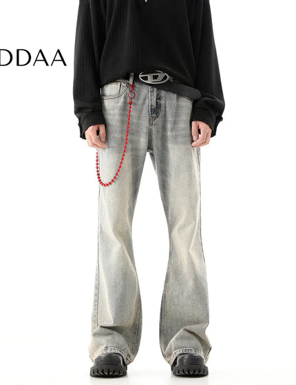 Light Blue Distressed Straight Jeans for Men - S / Grey - Men’s Jeans