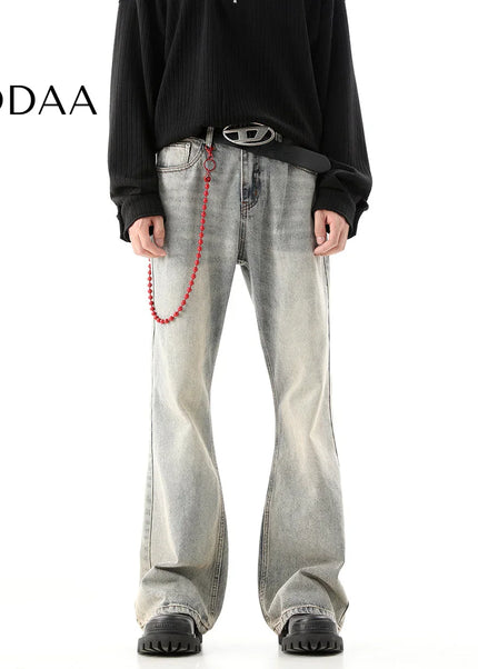 Light Blue Distressed Straight Jeans for Men - S / Grey - Men’s Jeans