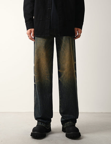 Light Blue Distressed Wide-Leg Jeans for Men - 28 / Dark Blue - Men’s Jeans