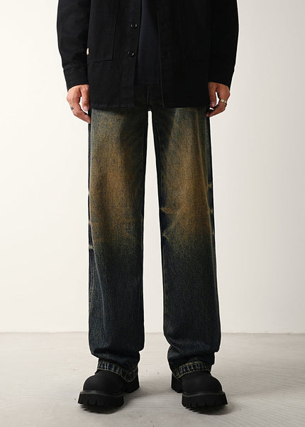 Light Blue Distressed Wide-Leg Jeans for Men - 28 / Dark Blue - Men’s Jeans