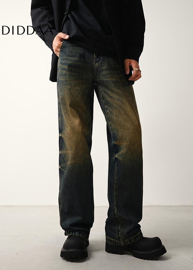 Light Blue Distressed Wide-Leg Jeans for Men - Men’s Jeans