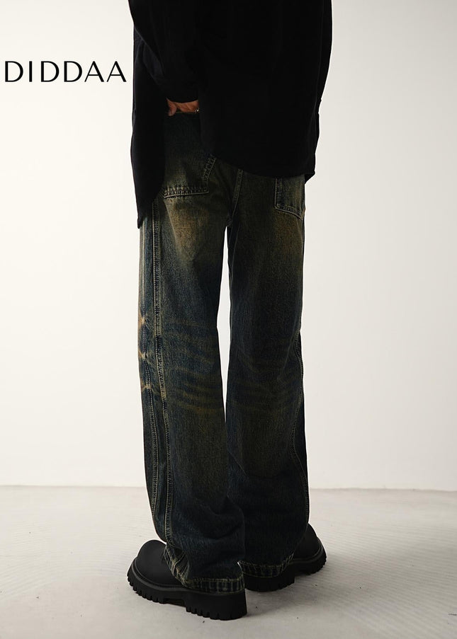 Light Blue Distressed Wide-Leg Jeans for Men - Men’s Jeans