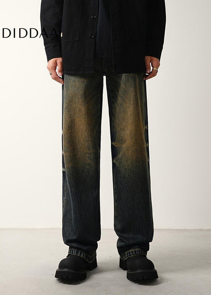 Light Blue Distressed Wide-Leg Jeans for Men - Men’s Jeans