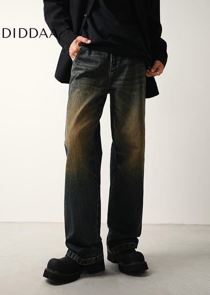 Light Blue Distressed Wide-Leg Jeans for Men - Men’s Jeans