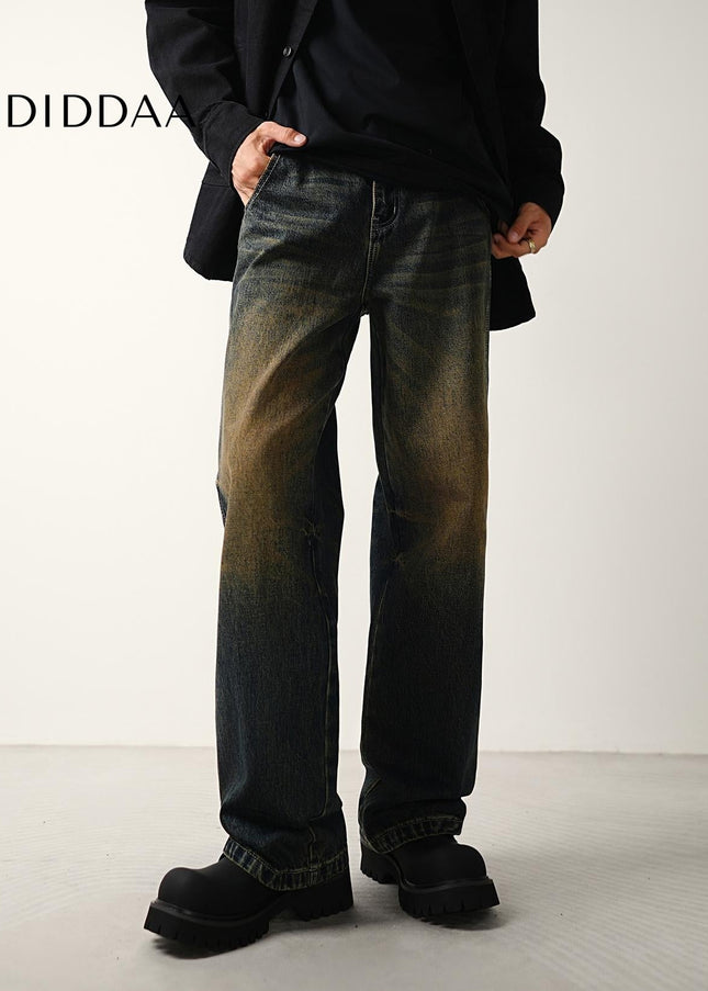 Light Blue Distressed Wide-Leg Jeans for Men - Men’s Jeans