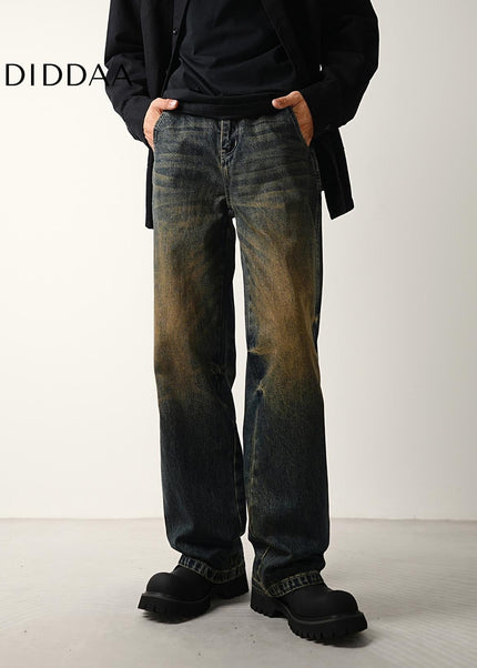 Light Blue Distressed Wide-Leg Jeans for Men - Men’s Jeans
