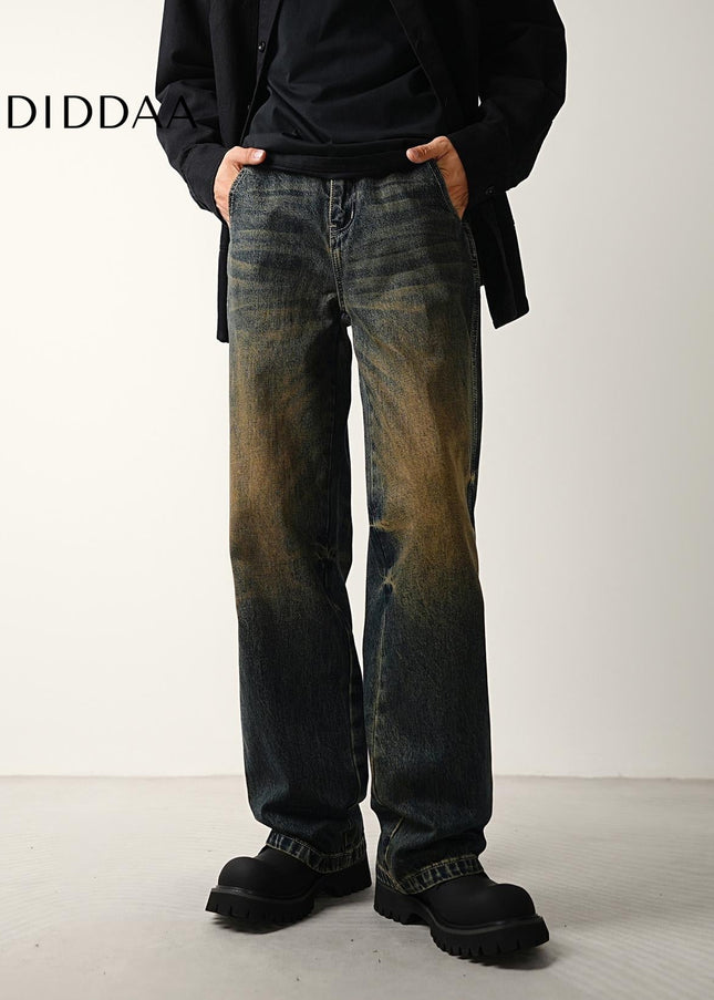 Light Blue Distressed Wide-Leg Jeans for Men - Men’s Jeans