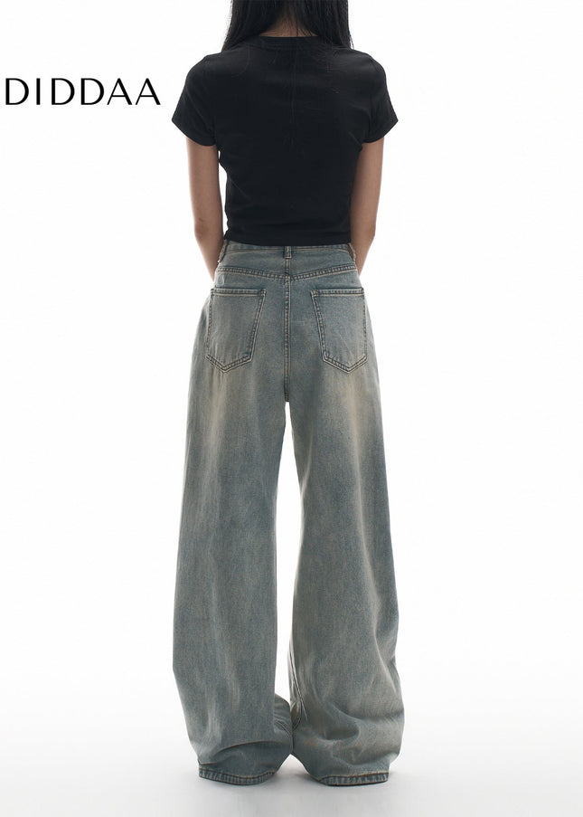 Light Blue Distressed Wide-Leg Jeans for Women AGUA - Women’s Jeans