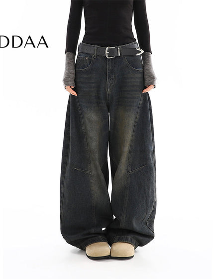 Light Blue Distressed Wide-Leg Scimitar Jeans for Women - S / Vintage Blue - Women’s Jeans