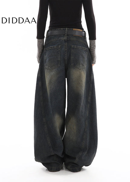 Light Blue Distressed Wide-Leg Scimitar Jeans for Women - Women’s Jeans