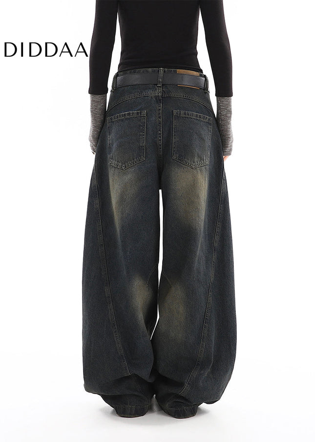 Light Blue Distressed Wide-Leg Scimitar Jeans for Women - Women’s Jeans