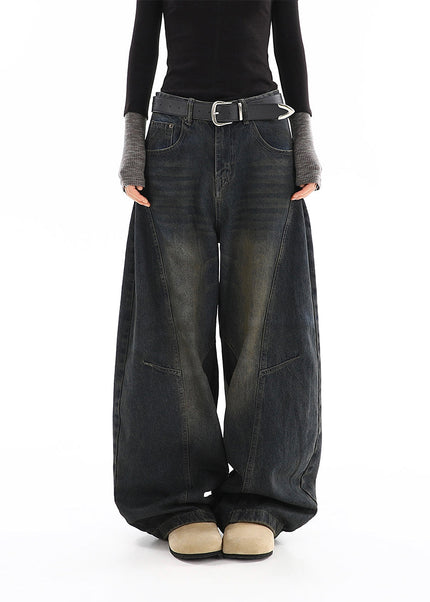 Light Blue Distressed Wide-Leg Scimitar Jeans for Women - Women’s Jeans