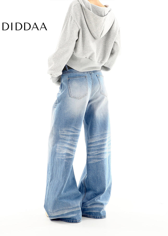Light Blue Distressed Wide Leg Women’s Jeans - Women’s Jeans