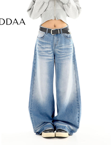 Light Blue Distressed Wide Leg Women’s Jeans - S / Blue - Women’s Jeans