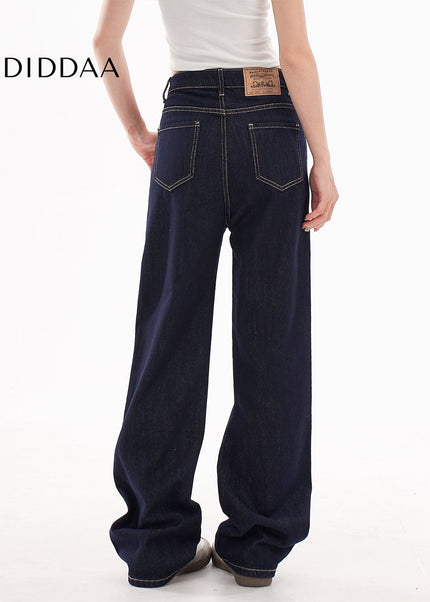 Light Blue Draped Design Slim Straight-Leg Jeans - Women’s Jeans